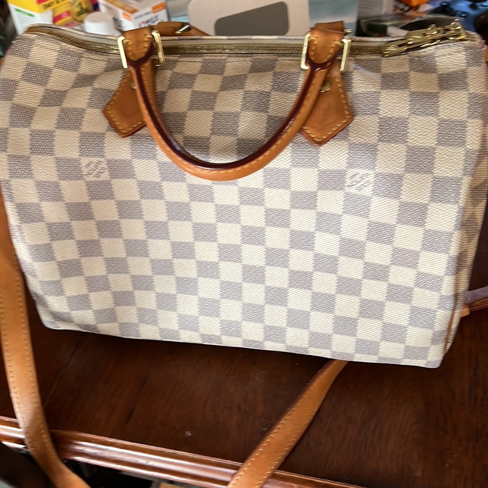 REDUCED!Louis Vuitton Speedy Damier Azur Bandouliere 30 shoulder bag + organizer